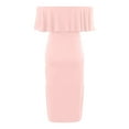 thumbnail image 3 of Annhoo Women's Maternity Outfits for Photoshoot Off Shoulder Solid Color Dress Ruffle Sleeveless Trendy Bodycon Dresses, 3 of 5