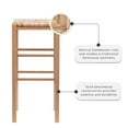 thumbnail image 5 of Linon Ivica Backless Wood Bar Stool, 29" Seat Height, Natural Finish with Natrual Handwoven Rush Seat, 5 of 14