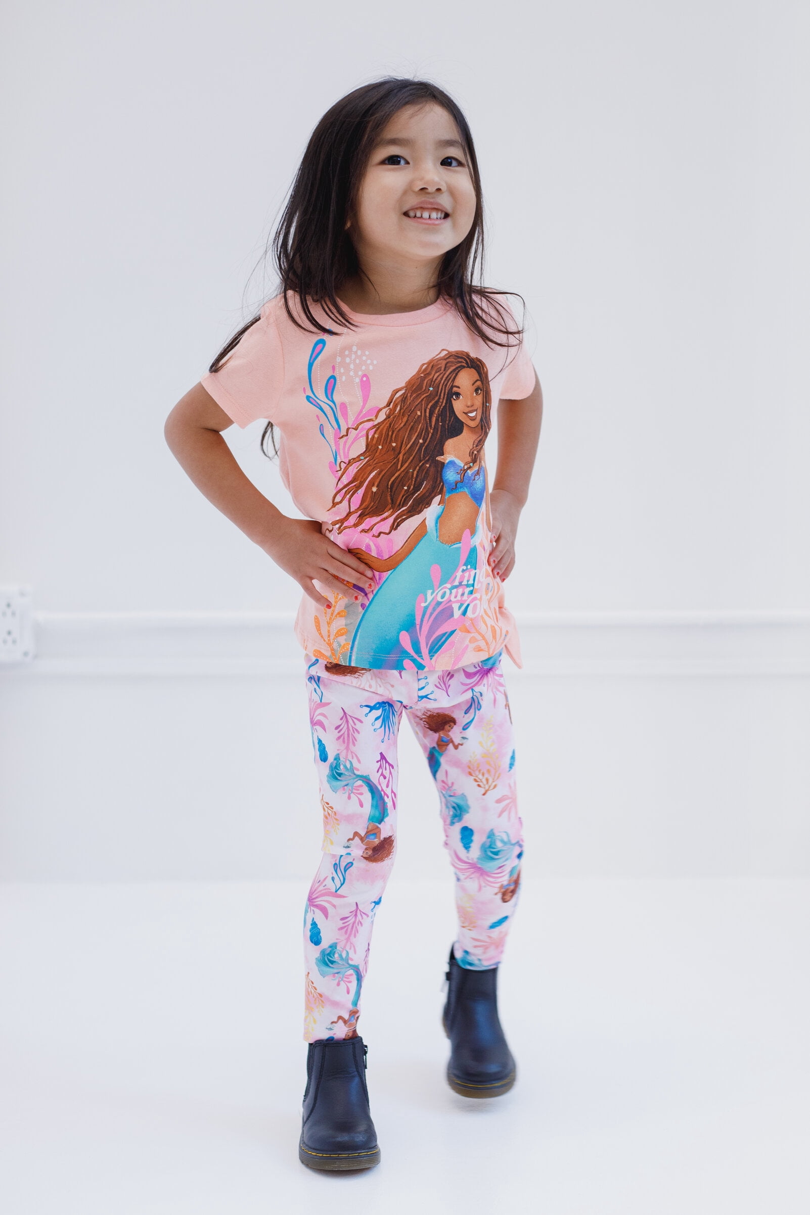 Disney Princess Little Mermaid Ariel Toddler Girls T-Shirt and Leggings Outfit Set Pink / Multicolor 4T