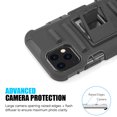 thumbnail image 4 of Apple iPhone 12 Pro, iPhone 12 /6.1" Phone Case Kickstand Full-Body Belt Clip Swivel Holster Heavy Duty Shockproof Rugged TPU Armor Durable with Stand BLACK Cover Fit for Apple iPhone 12 /12 Pro, 4 of 13