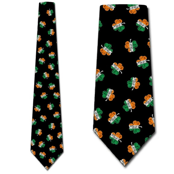 Irish Flag Clovers Necktie Mens Tie by Three Rooker