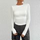 thumbnail image 1 of TaTaai Women's crew neck long sleeve T-shirt, solid color, backless design, cropped slim fit, casual stylish, soft stretchy fabric, ideal for daily outings & casual gatherings Gift, 1 of 6
