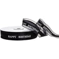 thumbnail image 1 of Happy Birthday Ribbon, Satin Ribbon with Organza Edge for Gift Wrapping (Black), 1 of 3