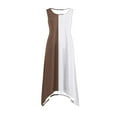 thumbnail image 5 of SMihono Women's Summer Sleeveless Color Block Dress V-Neck Irregular Hem Loose Fit Swing Dresses A-Line Short Dress Brown 6, 5 of 7