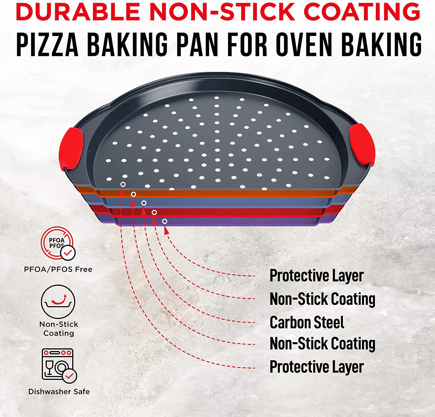 14 inch Pizza Pan with holes 2 pack perforated Pizza Tray Carbon Steel —  CHIMIYA