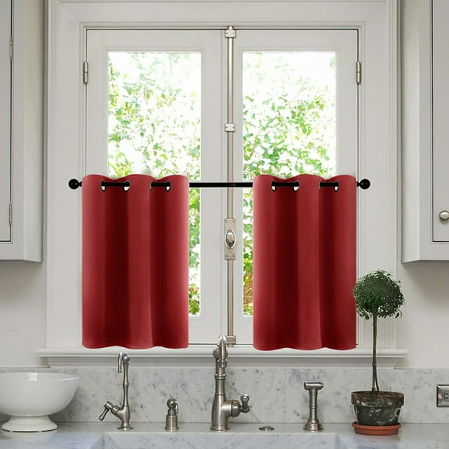 Sexy Dance Demi-Rideau de Fenêtre Droit Panneaux Thermiques 2 Pcs Courts Rideaux Occultants Imprimés Œillets Décor Rouge 52 Pouces*45 Pouces Œillets
