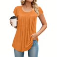thumbnail image 2 of Women'S Tops, Tunic Dressy Casual Summer Short Sleeve Shirts Loose Fit Pleated Boho Top Plus Size For Women Valentines Tops Western Clothes Tops Basic Long Tops Tank Tops (3XL, Orange) ZMTing, 2 of 4