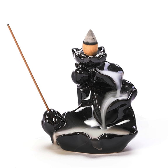 jiaroswwei Mini Chinese Style Incense Holder Mountain Stream Ceramic Incense Burner Censer