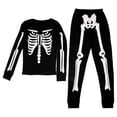 thumbnail image 4 of WAYUTE Halloween Toddler Kids Skeleton Pajama Set for Girls Long Sleeve Top and Pants Pjs Breathable Cozy Cute Loungewear Clothes Sets Casual Daily Wear,Black,Size 3-4 Y, 4 of 4