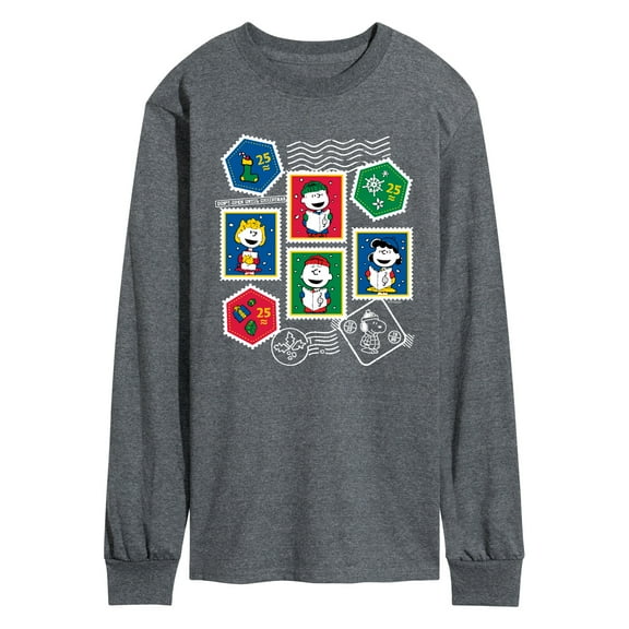Peanuts - Peanuts Christmas Stamps - Men's Long Sleeve Graphic T-Shirt