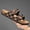 coffee, variant on Retro Brown Grid Print Two-Strap Cork Slides Adjustable Copper Buckle Contour Massage Insole Outdoor Sandals