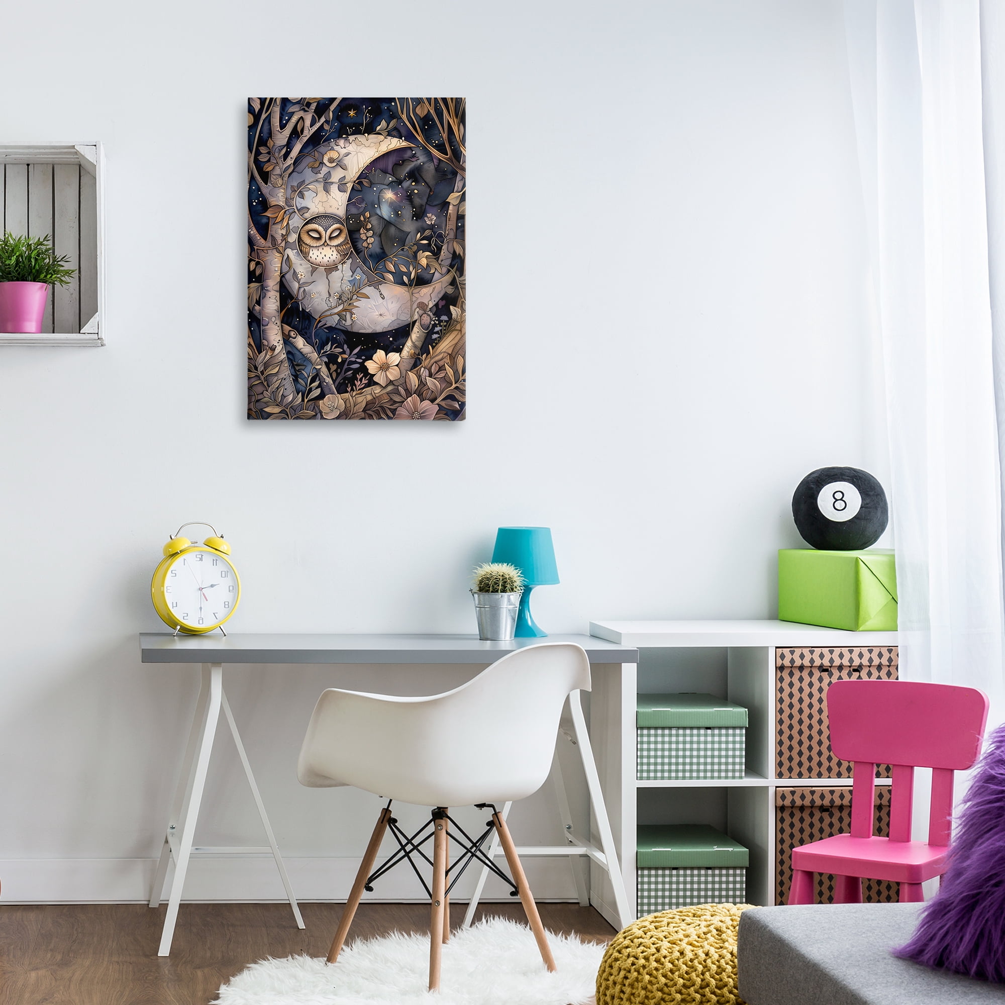 Stupell Industries Moon Owl Sleeping Animals & Insects Painting Gallery Wrapped Canvas Art Print Wall Art, 20 x 30