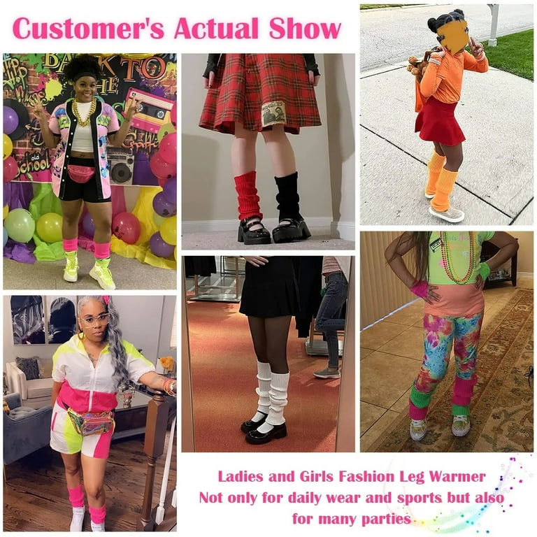 Zando Orange Leg Warmers for Girls Women Ribbed Leg Socks Velma