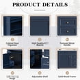 thumbnail image 5 of 36 - inch modern blue bathroom vanity with top sink solid wood MDF resin adjustable shelves concealed storage for tidy bathroom, 5 of 6