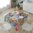 thumbnail image 6 of Boho Floral Table Cloth Waterproof Tablecloths, Spring Vintage Abstract Art Flowers Tablecloth Dining Table Cover for Kitchen Party Tabletop Outdoor, Square Tablecloth 60x60 Inch, 6 of 9
