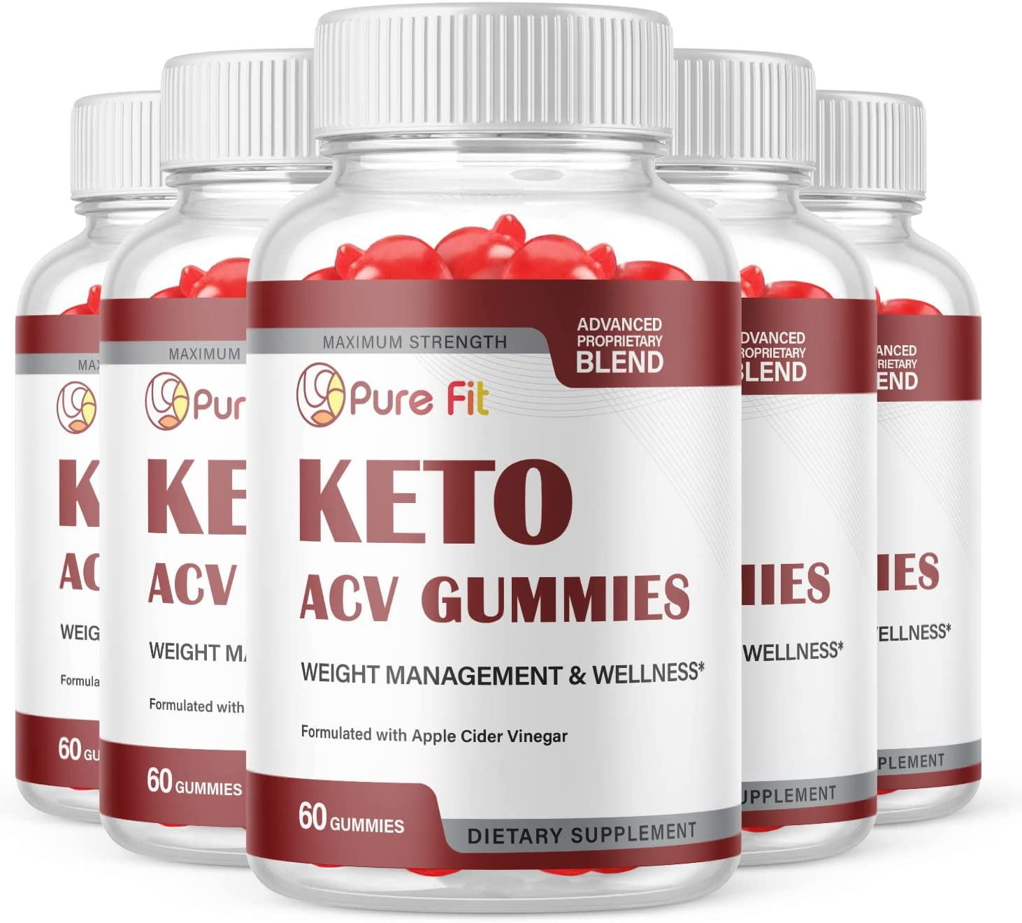 (5 Pack) Pure Fit Keto ACV Gummies Supplement for Weight Loss