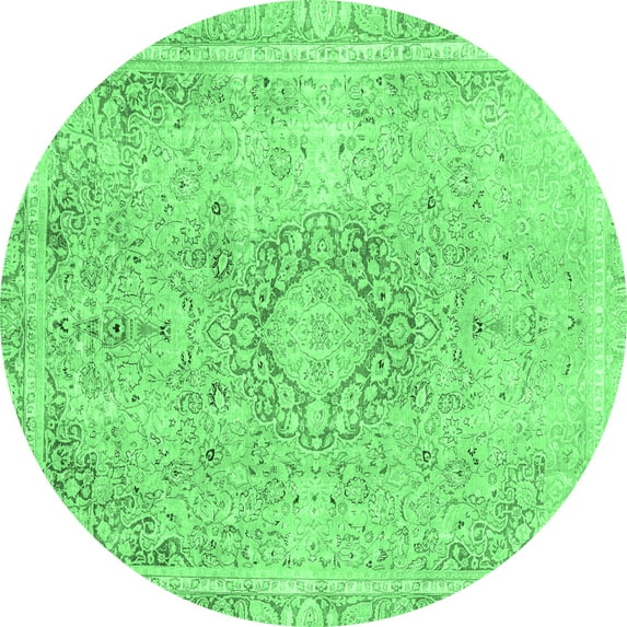 Ahgly Company Indoor Round Abstract Emerald Green Modern Area Rugs, 5' Round