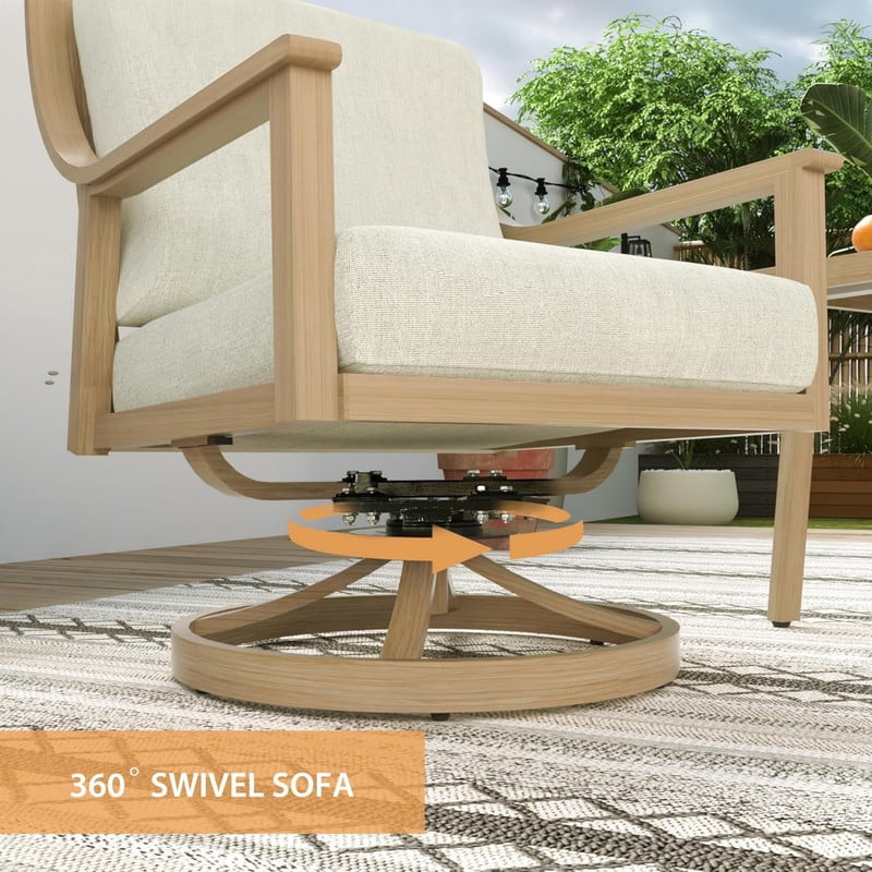 3-Piece Patio Bistro Set, All-Weather Aluminum Outdoor Conversation Set Includes 1 Side Table and 2 Cushioned Swivel Rocker Chairs