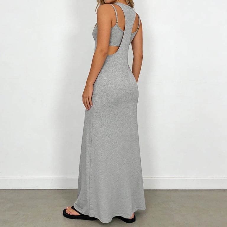 grey tank maxi dress Rib Maxi Tank Dress