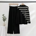 thumbnail image 2 of Yuyuzo Womens Ribble Knit 2 Piece Sets Long Sleeve Turtleneck Pullover Sweaters with Straight Leg Pants Suits, 2 of 4
