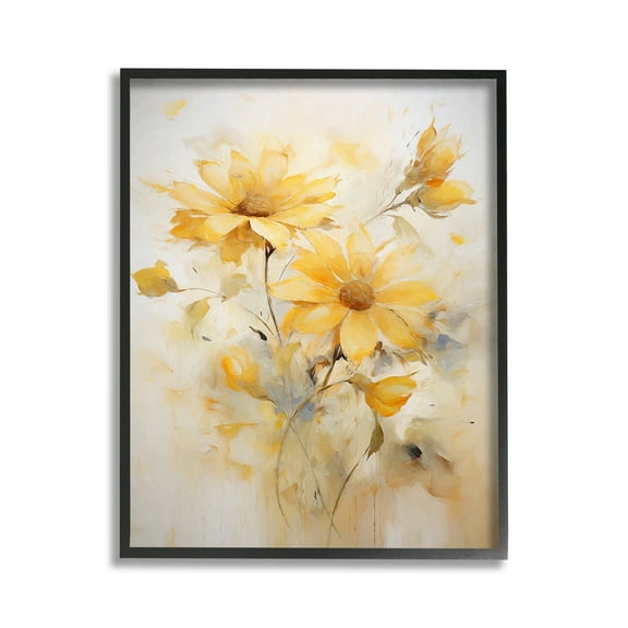 Stupell Industries Abstract Daisy Sprigs Botanical & Floral Painting Black Framed Art Print Wall Art, 11 x 14