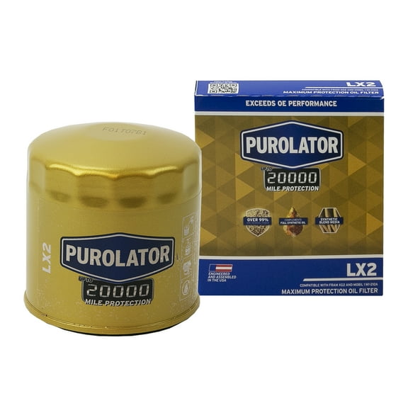 Purolator LX2 Purolator 20K Oil Filter with 20,000 Mile Protection for Select Ford, Lincoln, Dodge, and more