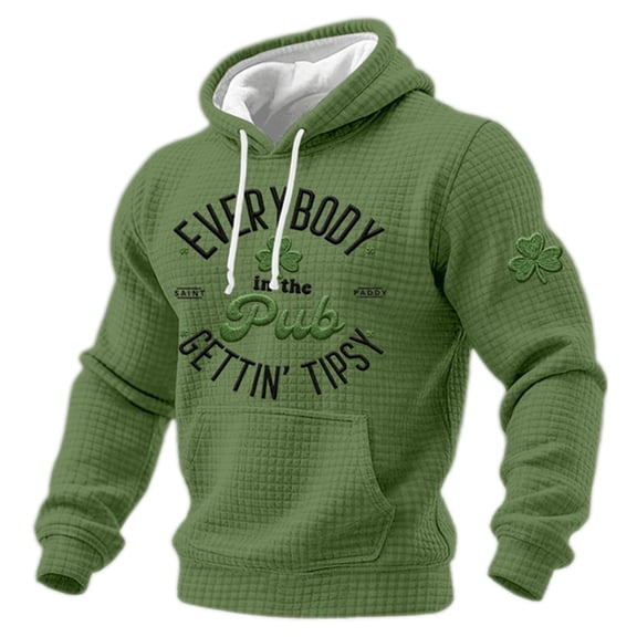 Men's St. Patrick's Day Hoodie Shamrock Print Pullover Long Sleeve Sweatshirt