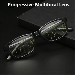 Black classic retro full frame Progressive Multifocal Reading Glasses +1.0 +1.5 +2.0 +2.5 (Best Glasses For Viewing The Eclipse)