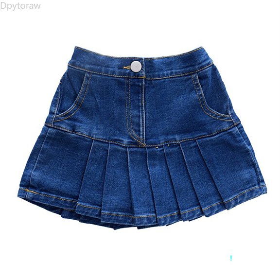 Dpytoraw Stretchy Denim A Line Skirt For Girls Fashion Toddler Kids Casual Wear With Ruffle Girls Skirts,Blue Size 18-24 Months