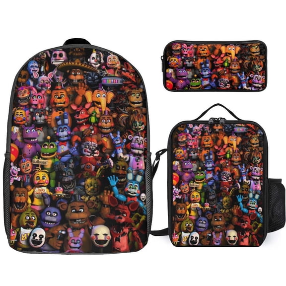 3 Piece Backpack Set, Graphic Print Travel Backpack with Utility Carry Bag and Organizer Pouch, Lightweight Casual Daypack, Multi Pocket Book Storage Bag, Colorful Printed Design