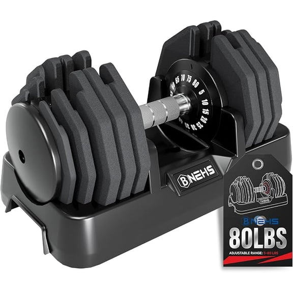 BNEHS Adjustable Dumbbell Set, 5-80 lbs Each