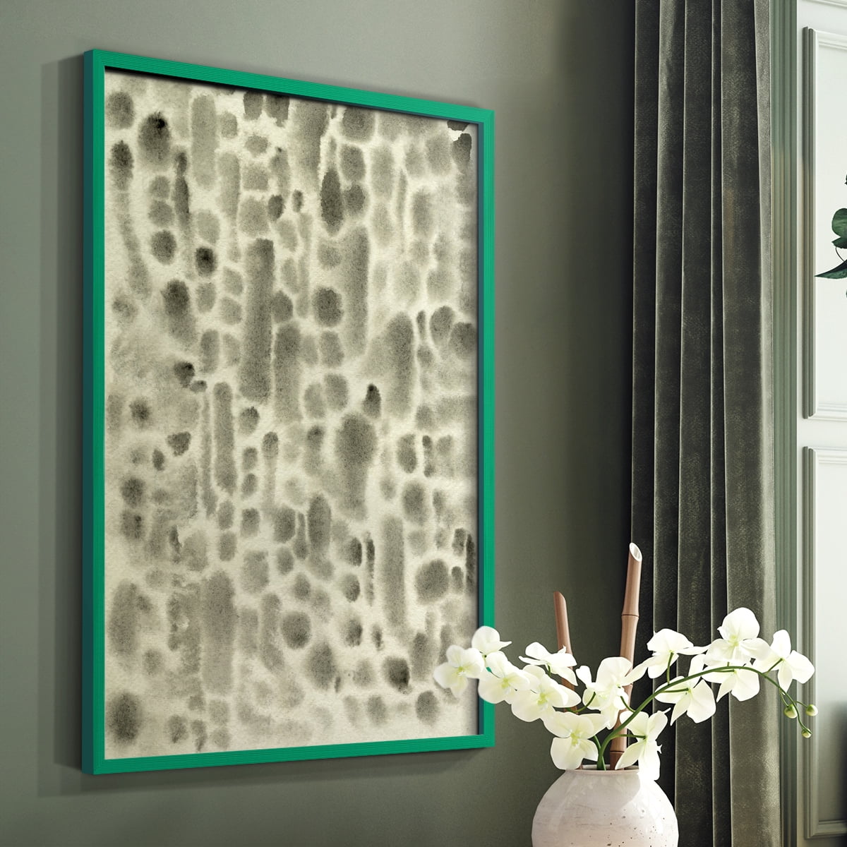 Watercolor Metric II Framed Print in Green Solid Wood 8 x 10 Framed Print