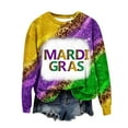 thumbnail image 4 of CEHVOM Chemises Mardi Gras pour Femmes Chandails en Molleton, Chandails en Molleton Mardi Gras Grande Taille, Chandails en Molleton à Manches Longues Col Rond Léopard Graphique Color Block, Chandail Tendance Tops de Carnaval T-Shirt Blouse, 4 of 6