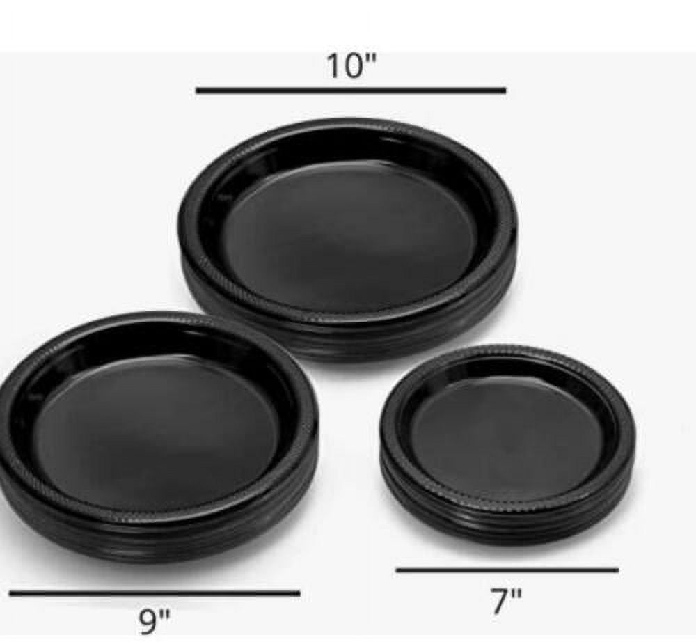 VeZee's Cuisine 9 Inches Disposable Black Plastic plates Good to use in Microwave, Best for home Parties, Restaurant, & Deli : 200 Count