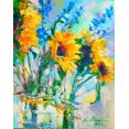 thumbnail image 2 of Wallich, Richard 15x18 Gold Ornate Wood Framed with Double Matting Museum Art Print Titled - Sunflowers In Glass Bottles, 2 of 4