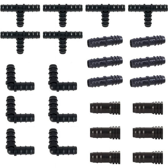 Irrigation Fittings Kit for Drip Tubing Tees,Couplings,Ends,Elbows