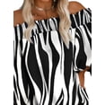 thumbnail image 3 of DYMADE Women Plus Size Plunging Neckline Stripe Print Sexy T-shirt, 3 of 4