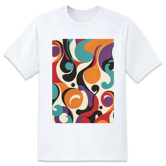 Basic Oversize Tees For WomenAbstract Loose Boyfriend Shirts Casual Blouse round neck