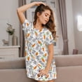 thumbnail image 3 of Pofeuu Cute Rabbit Print Women's Loose Fit Short Sleeve Nightgown, Comfortable Sleep Dress for Women, Casual Lounge Sleepwear, Soft Cotton Sleep Dress, 3 of 6