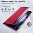 thumbnail image 4 of for Samsung Galaxy S23 FE 5G Case View Clear Smart Window Leather for Samsung S23 FE Case Slim Mirror Hard PC Kickstand Luxury Flip Shockproof Galaxy S23 FE Cover Protective (Red), 4 of 14