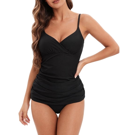 UTSJKR Women's Solid Cami Strap Bikini Set, Casual Two Piece Triangle Bathing Suit, Slim Fit Swimwear for Summer Pool and Beach Wear Black S