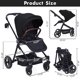 thumbnail image 5 of Yeshouse cochecito plegable para recién nacidos y niños pequeños, respaldo reversible, cesta de almacenamiento, reposapiés y capota ajustables, con portavasos, color negro, ideal para paseo diario, 5 of 7