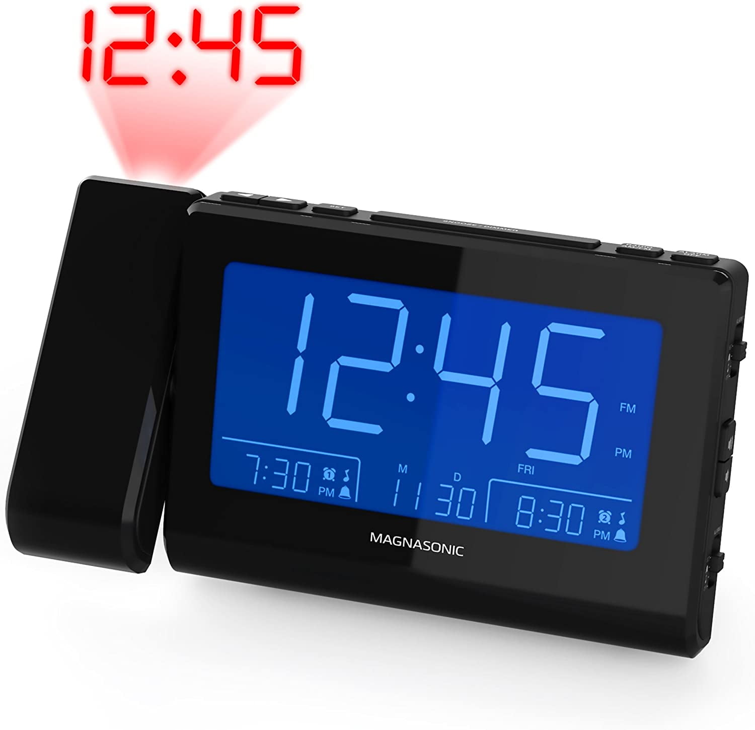 Magnasonic Alarm Clock Radio with Time Projection, Auto Dimming