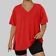 thumbnail image 2 of Mujeres Más Tamaño Manga Larga Tops Color Sólido Doblado Hendidura V Cuello Suéter, Mujeres Más Tamaño Manga Larga Tops Casual de Moda Toda la Temporada Diario, 2 of 6
