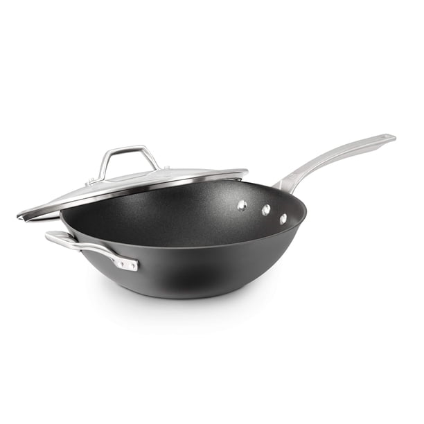 Wok Calphalon Signature de 30 cm antiadherente apto para horno, negro