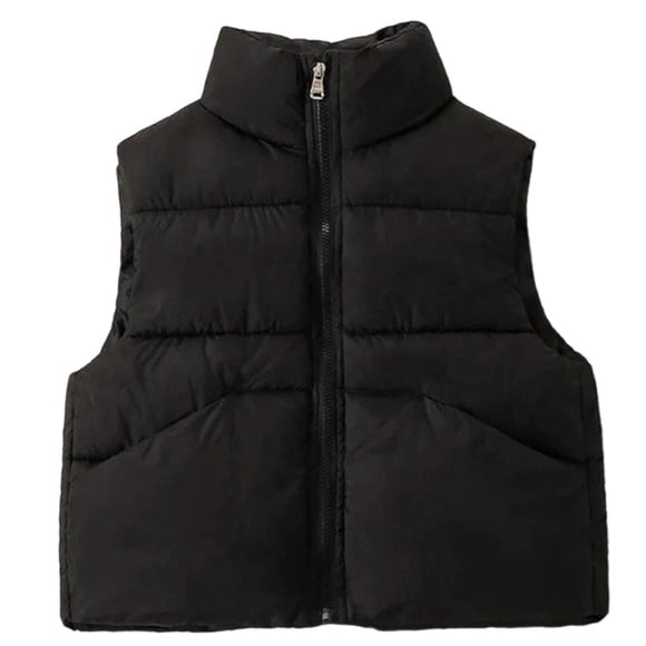 Boys Down Vest Winter Warm Padded Quilted Sleeveless Jacket with Stand Collar for Outdoor Activities