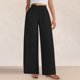 thumbnail image 4 of Pantalones de la Cintura Elástica de las Mujeres de Color Sólido Bolsillo Casual Pantalones de Moda 95% Poliéster 5% Spandex, Nuevos Pantalones Estirables para el Uso Diario, 4 of 9