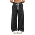 thumbnail image 2 of Ltctricy Sweatpants for Women Comfy Wide Leg Pants Drawstring Casual Lounge Trousers with Pockets Fall Trendy Clothes(Black,3X-Large), 2 of 6