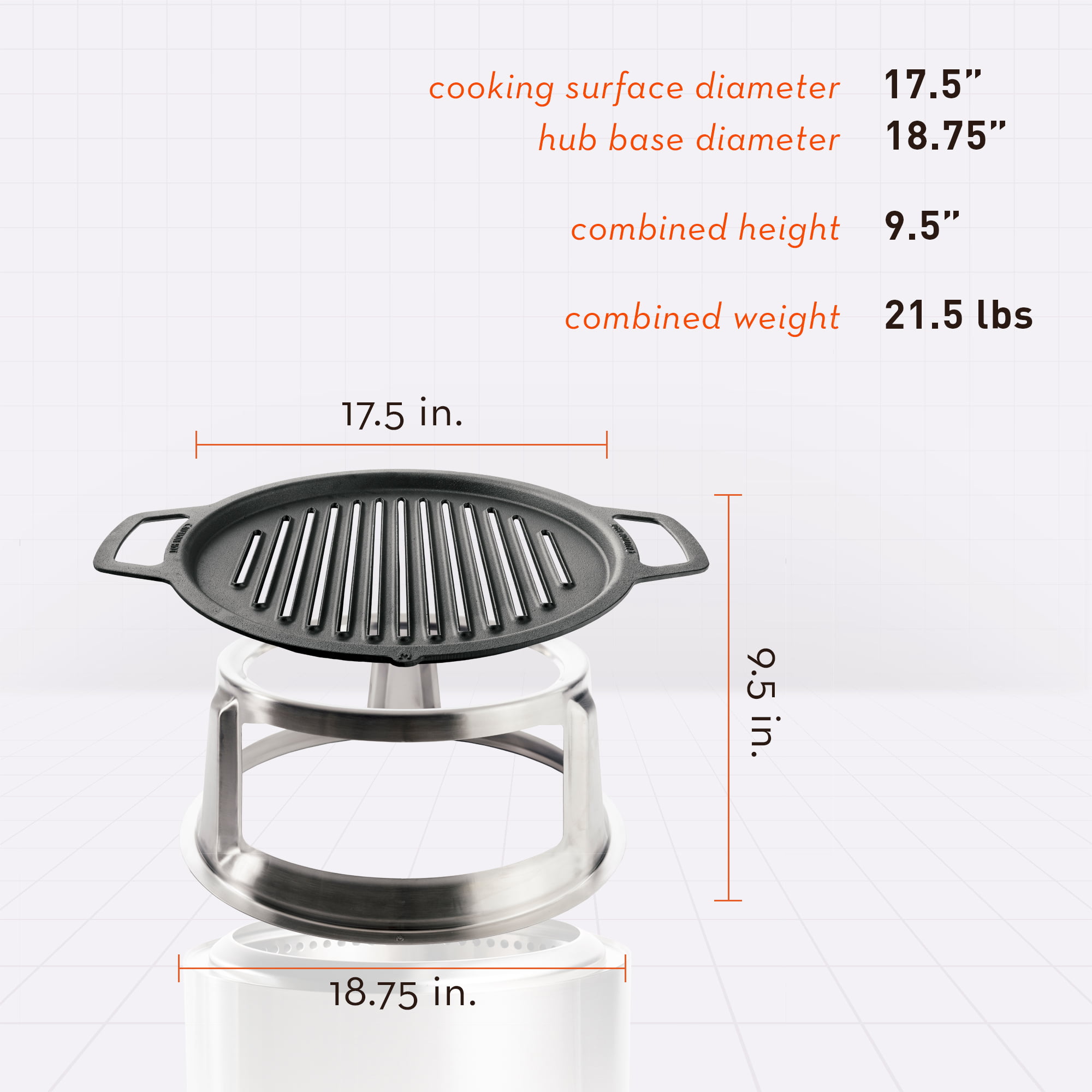 bjærgning praktiseret puls Solo Stove Bonfire Grill Top and Hub Cooking System , Cast Iron Grate,  Addition for Bonfire Fire Pit, Weight: 20 lbs, Diameter: 17.5" - Walmart.com