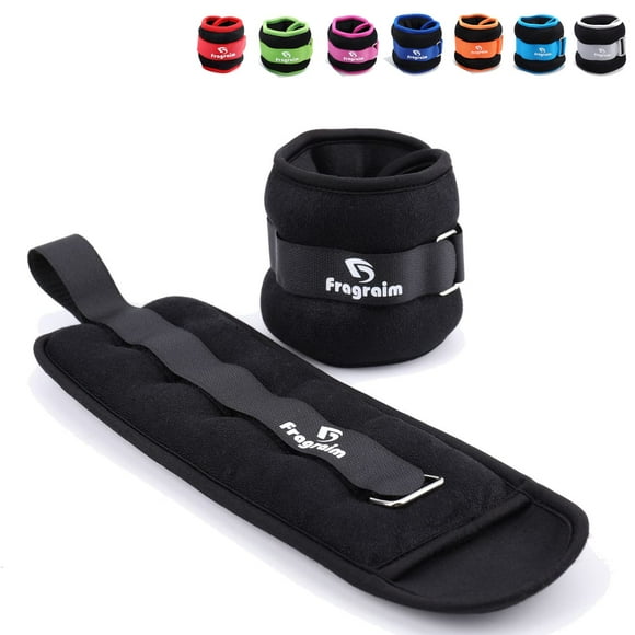 Pesas para Tobillos Fragraim 2.7 kg x 2 para Mujeres, Niños y Hombres Negro